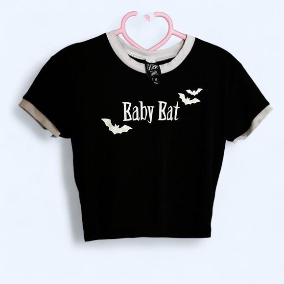 Dolls Kill Tops - Goth Dolls Kill Black and white baby bat crop top Size small NEW